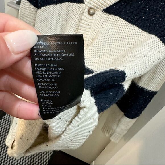 CPO Provisions Navy and Cream Stripe Fishermen’s Nautical Style Sweater Size S - Picture 6 of 7